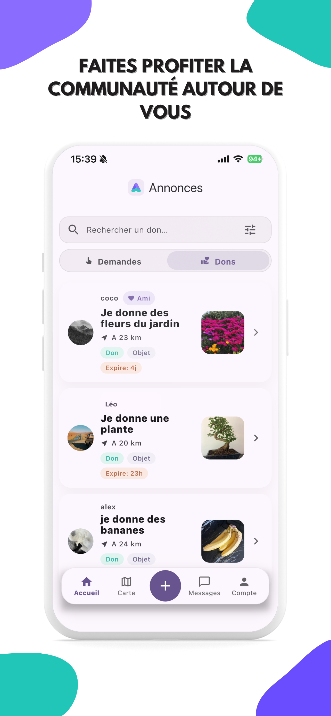 Carte des annonces Aideko